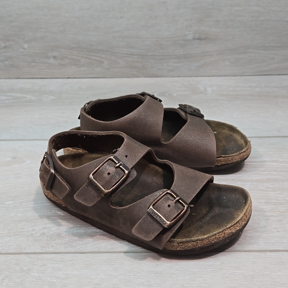 Birkenstock Milano Kids Ankle Sandals Outdoor Leather Flats shoes sz L12